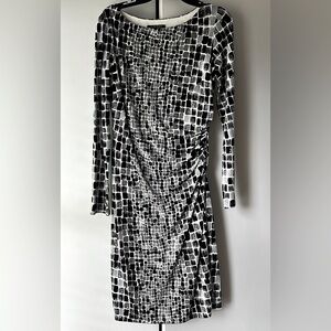 Long Sleeve Black and Grey Print Ralph Lauren Dress